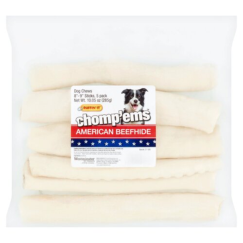 Ruffin' It Chomp'ems American Beefhide Dog Chews, 5 count, 10.05 oz