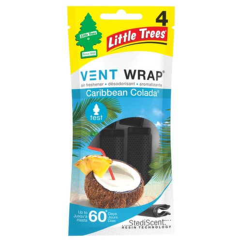 Little Trees Vent Wrap Caribbean Colada Air Freshener, 4 count