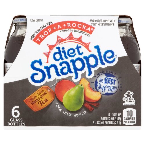 Diet Snapple Trop-A-Rocka Bret's Blend Tea, 16 fl oz, 6 count