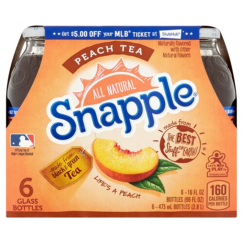 Snapple Peach Tea, 16 fl oz, 6 count
