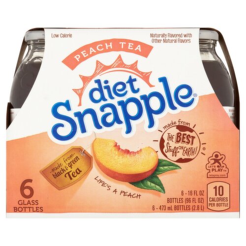 Diet Snapple Peach Tea, 16 fl oz, 6 count