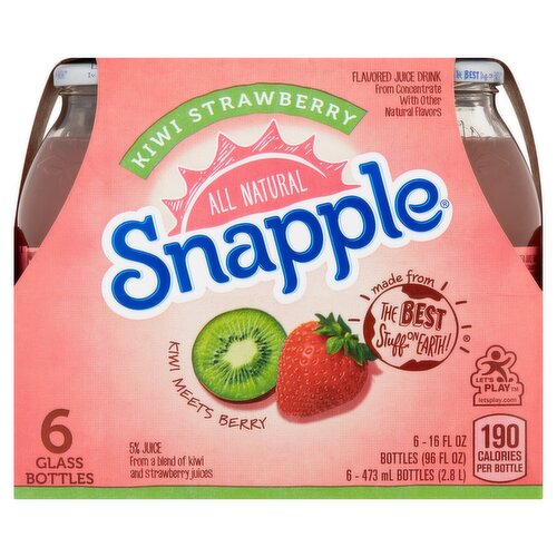Snapple Kiwi Strawberry Flavored Juice Drink, 16 fl oz, 6 count