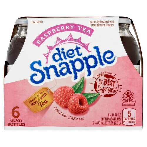 Diet Snapple Raspberry Tea, 16 fl oz, 6 count