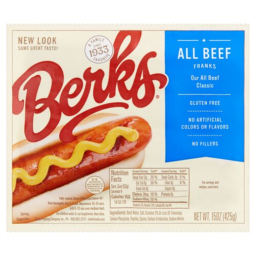 Berks All Beef Franks, 15 oz