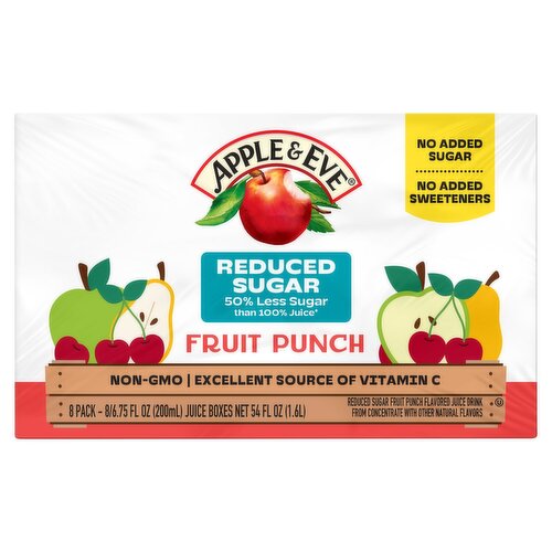 Apple & Eve Reduced Sugar Fruit Punch Juice, 6.75 fl oz, 8 count