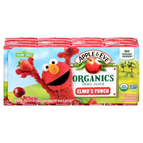 Apple & Eve Sesame Street, Organic Elmo's Punch 100% Juice Blend, 4.23 fl oz, 8 count