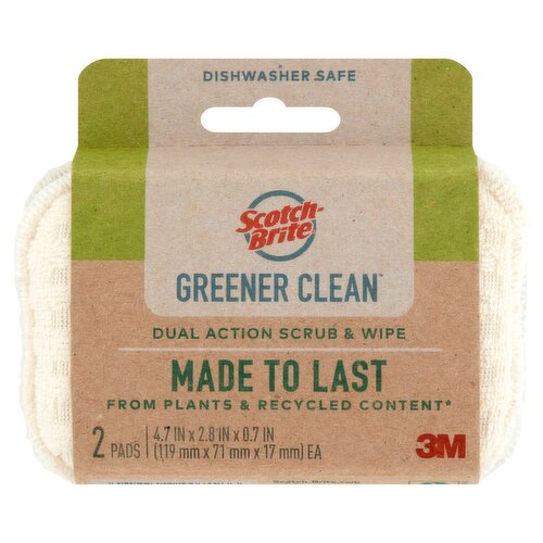 Scotch-Brite Greener Clean Dual Action Scrub & Wipe Pads, 2 count