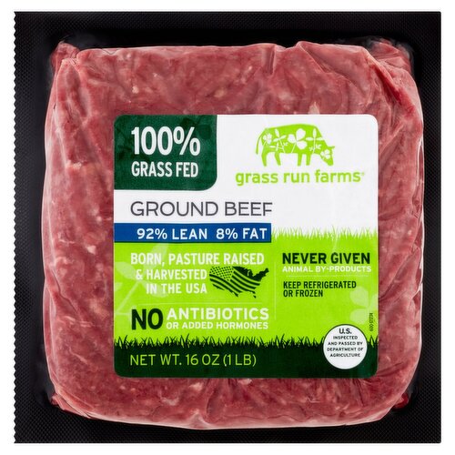 Grass Run Farms 92% Lean 8% Fat Ground Beef, 16 oz