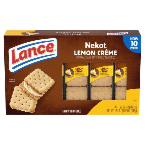 Lance Nekot Lemon Crème Sandwich Cookies, 1.72 oz 10 count