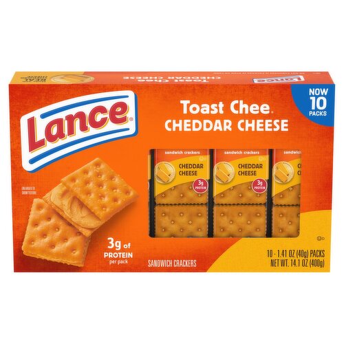 Lance Toast Chee Cheddar Cheese Sandwich Crackers, 1.41 oz, 10 count