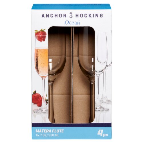 Anchor Hocking Ocean 7 oz Matera Flute Glasses, 4 count