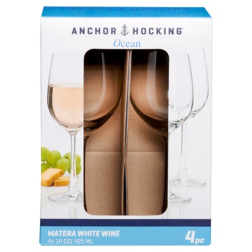 Anchor Hocking Ocean 14 oz Matera White Wine Glasses, 4 count