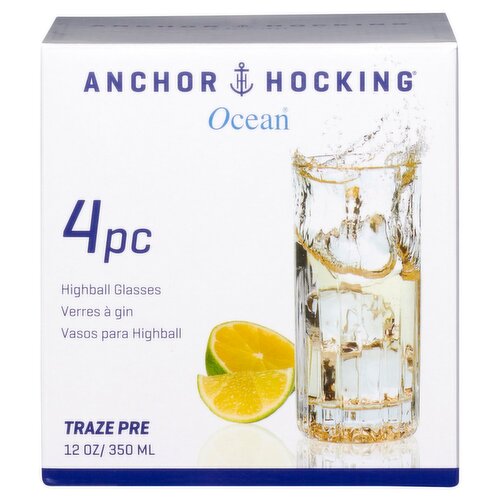 Anchor Hocking Ocean 12 oz Highball Glasses, 4 count