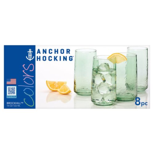 Anchor Hocking Brockhill Colors Glasses, 8 ct