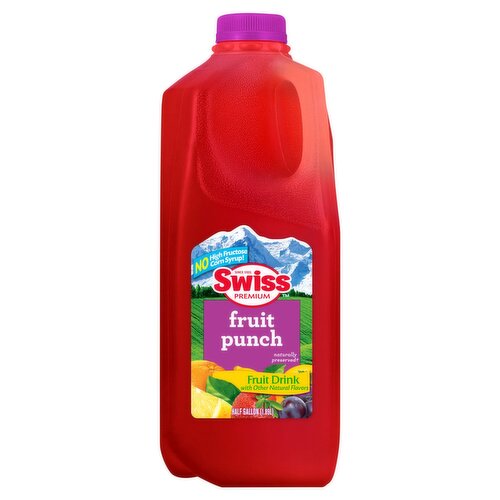 Swiss Premium Fruit Punch Drink, Half Gallon