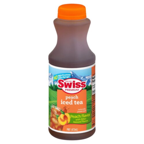 Swiss Premium Peach Flavor Iced Tea, 1 Pint