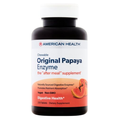 American Health Chewable Original Papaya Enzyme Dietary Supplement, 250 count