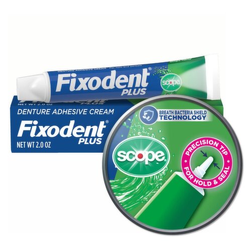 Fixodent Plus Scope Flavor Denture Adhesive Cream, 2 oz