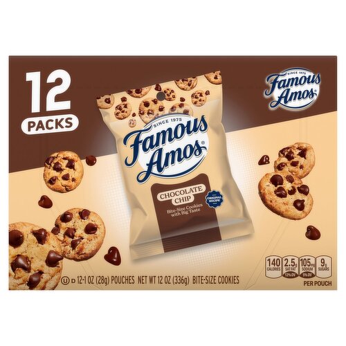 Famous Amos Original Recipe Chocolate Chip Bite-Size Cookies, 12 Pack Box, 12 oz