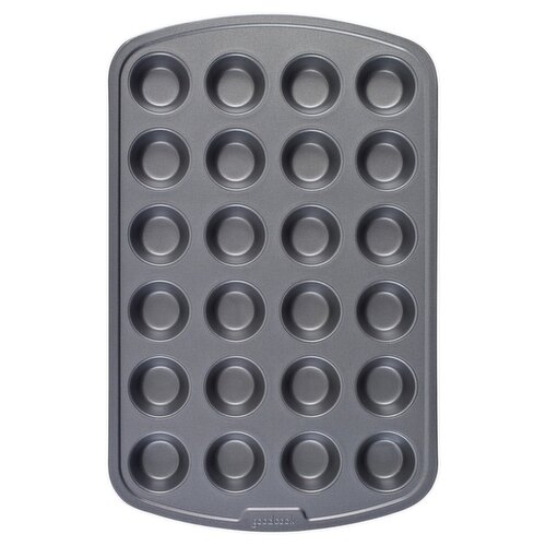 GoodCook Non Stick Mini Muffin Pan heavy duty steel gray 1 7 8 diameter cups 24 wells Fairway