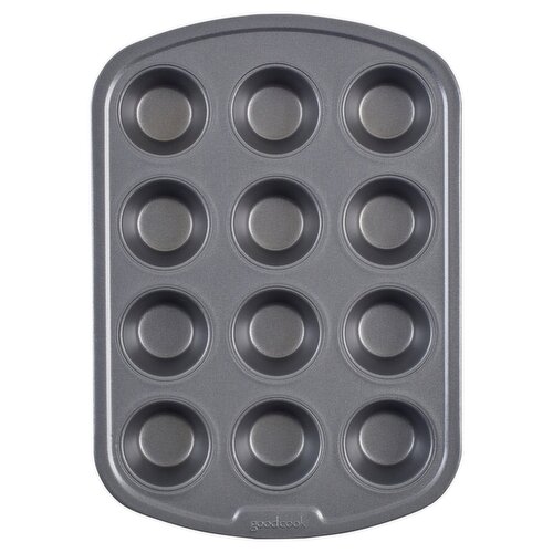 GoodCook Premium Nonstick Steel 12-Cup Mini Muffin Pan, Gray