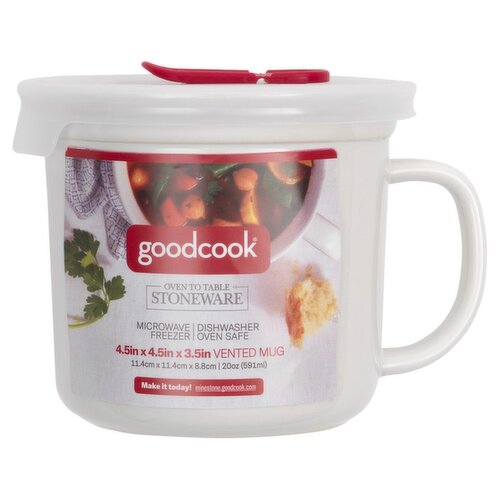 GoodCook 20 oz. Microwave-Safe Ceramic Mug with Vented Lid, White