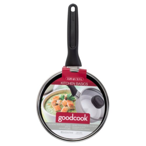 GoodCook 2.25 Quart Stainless Steel Sauce Pan With Glass Lid