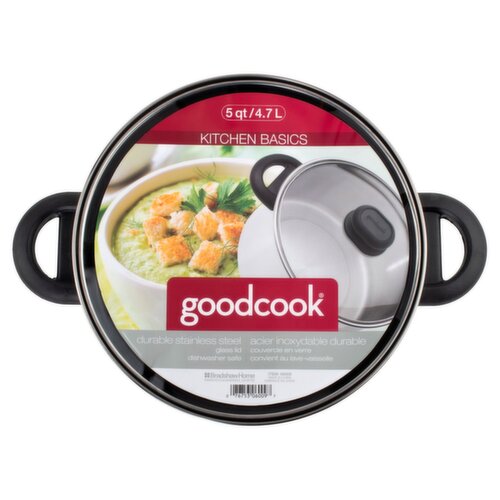 GoodCook 5 Quart Stainless Steel Dutch Oven With Glass Lid