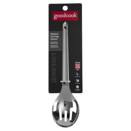 GoodCook Gourmet Slotted Serving Spoon, Stainless Steel Single Piece Design, 9 inch length