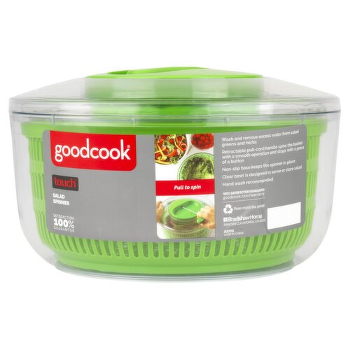 GoodCook Touch Salad Spinner with Pull Cord Handle, Non-slip Base