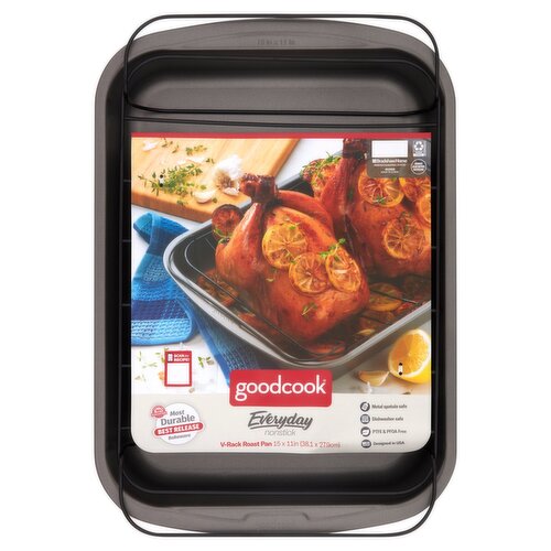 GoodCook Everyday Nonstick V-Rack Roast Pan 15”x11”