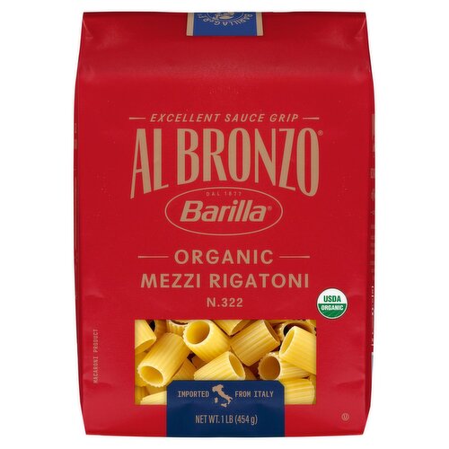 Barilla Al Bronzo Organic N.322 Mezzi Rigatoni Pasta, 1 lb