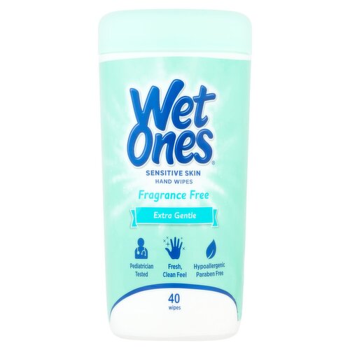 Wet Ones Fragrance Free Extra Gentle Sensitive Skin Hand Wipes, 40 count