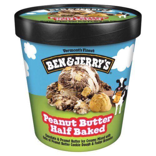 Ben & Jerry's Vermont's Finest Peanut Butter Half Baked Ice Cream, one pint