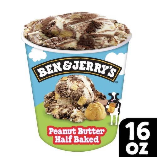 Ben & Jerry's Vermont's Finest Peanut Butter Half Baked Ice Cream, one pint