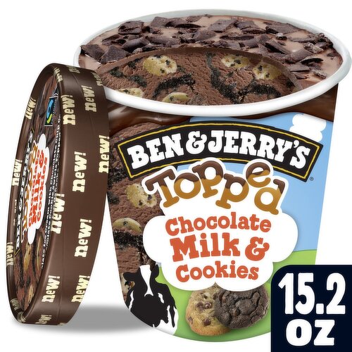 Ben & Jerry's Chocolate Milk & Cookies Topped Ice Cream, 15.2 fl oz