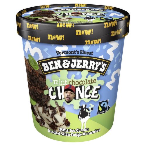 Ben & Jerry's Vermont's Finest Mint Chocolate Chance Loaded with Fudge Brownies Ice Cream, one pint