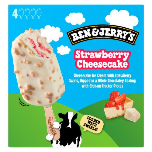 Ben & Jerry's Strawberry Cheesecake Ice Cream Bars, 2.5 fl oz, 4 count