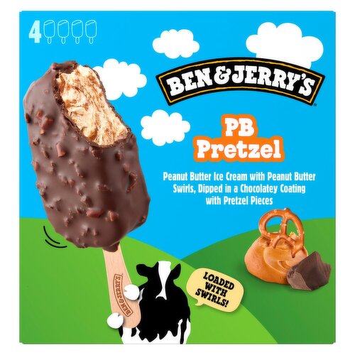 Ben & Jerry's PB Pretzel Ice Cream Bars, 2.5 fl oz, 4 count