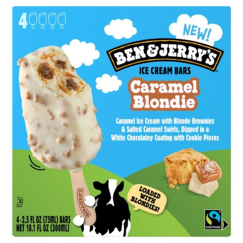 Ben & Jerry's Caramel Blondie Ice Cream Bars, 2.5 fl oz, 4 count
