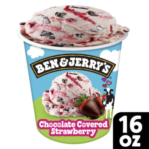 Ben & Jerry's Vermont's Finest Chocolate Covered Strawberry Ice Cream, one pint