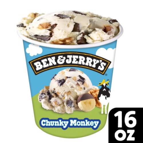 Ben & Jerry's Vermont's Finest Chunky Monkey Banana Ice Cream with Fudge Chunks & Walnuts, 1 pint