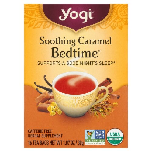 Yogi Soothing Caramel Bedtime Tea Bags Herbal Supplement, 16 count, 1.07 oz