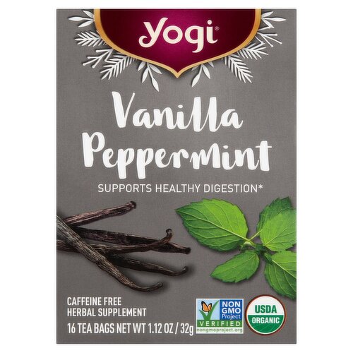 Yogi Vanilla Peppermint Tea Bags Herbal Supplement, 16 count, 1.12 oz