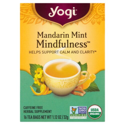 Yogi Mandarin Mint Mindfulness Herbal Supplement Tea Bags, 16 count, 1.12 oz