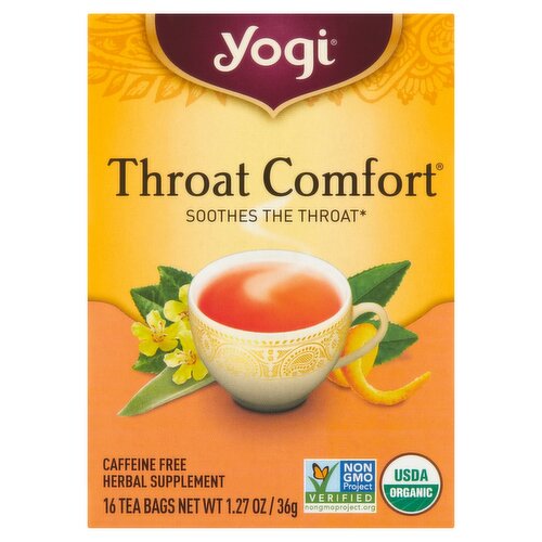 Yogi Throat Comfort Herbal Supplement Tea Bags, 16 count, 1.27 oz