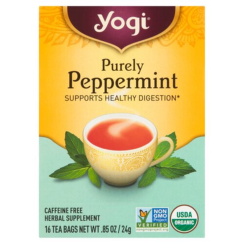 Yogi Purely Peppermint Herbal Supplement Tea Bags, 16 count, .85 oz