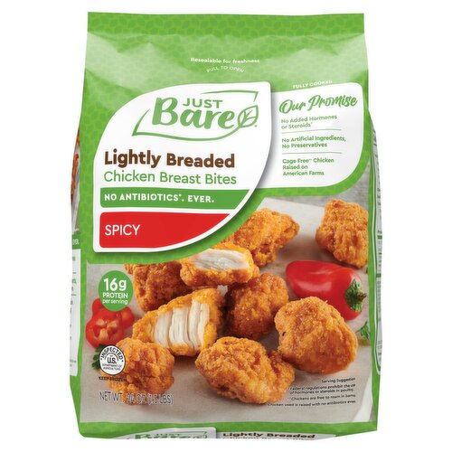 Just Bare Lightly Breaded Chicken Breast Spicy Bites, 24 oz