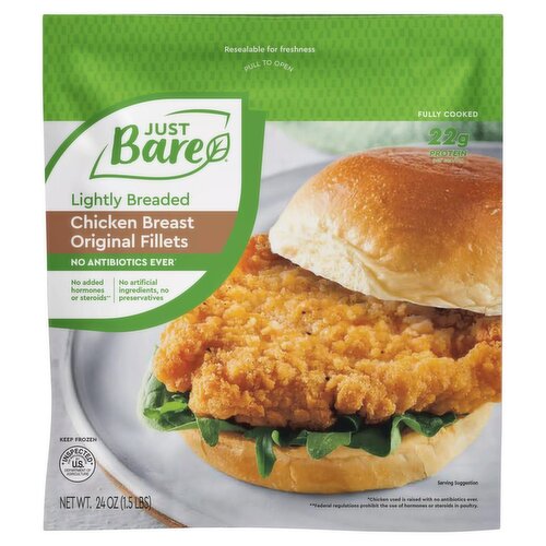 Just Bare Lightly Breaded Chicken Breast Original Fillets, 24 oz