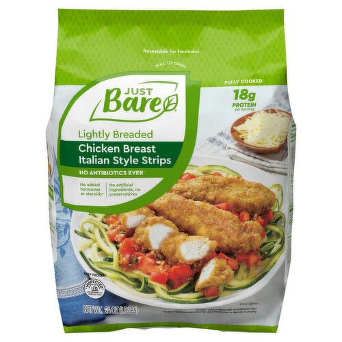 Just Bare Lightly Breaded Chicken Breast Italian Style Strips, 24 oz